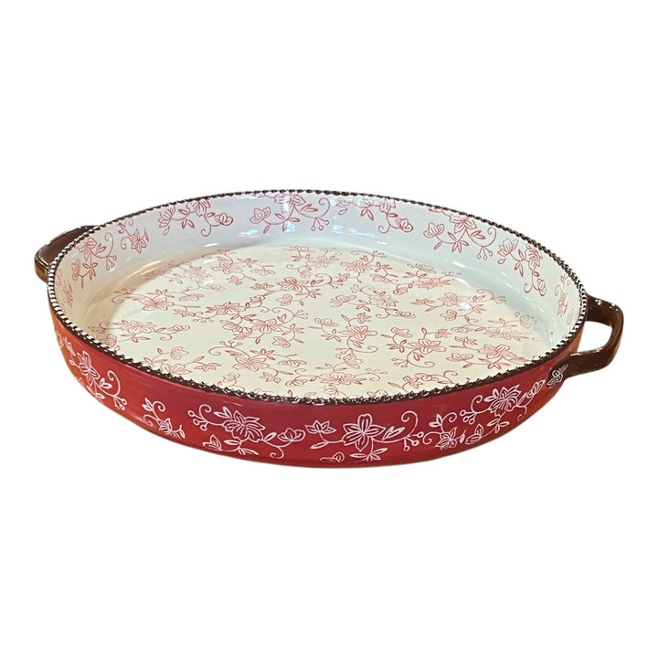 Temp-tations Floral Lace Red Handled Serving Tray 1.5 Qt