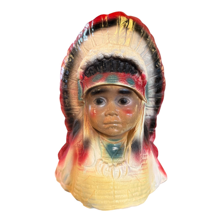 Vintage Chalkware Indian Chief Carnival Prize Bank