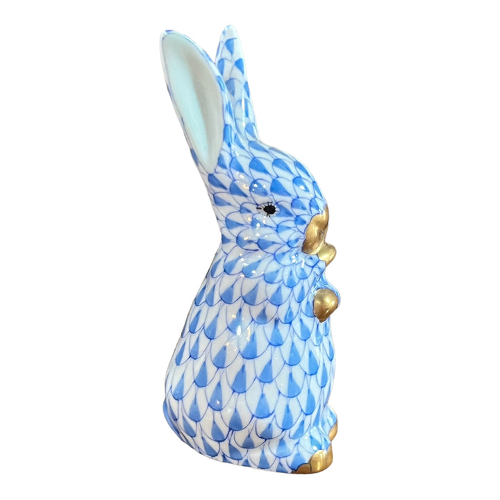 Herend Hungary - Blue Fishnet Rabbit / Bunny