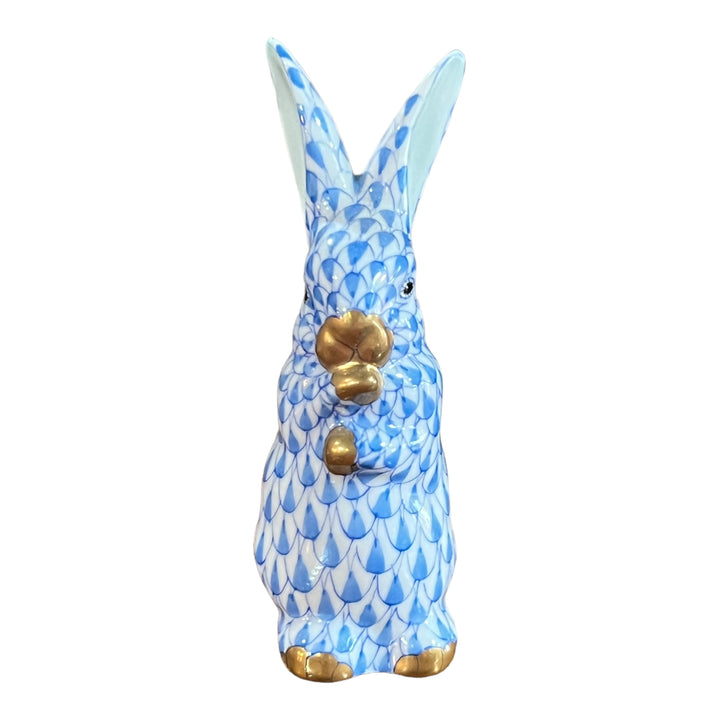 Herend Hungary - Blue Fishnet Rabbit / Bunny