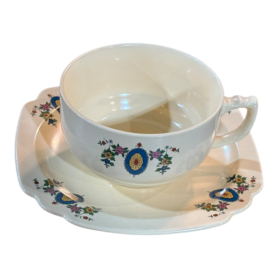 Homer Laughlin Teacup and Saucer Blue Medallion