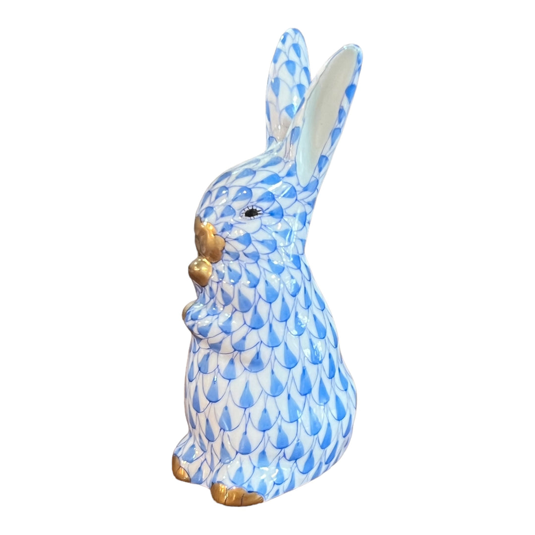 Herend Hungary - Blue Fishnet Rabbit / Bunny