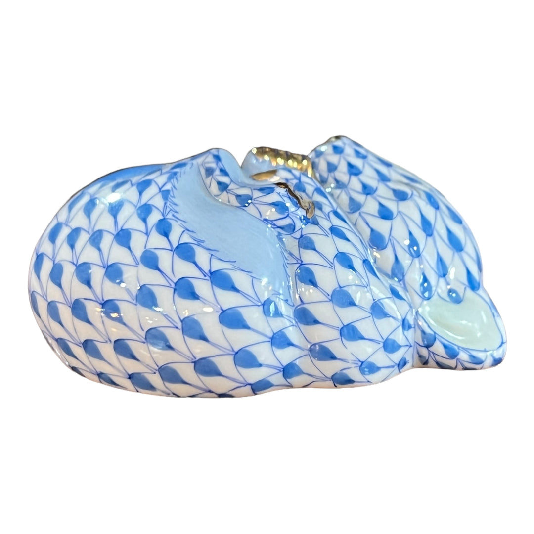 Herend Hungary - Blue Fishnet Sleeping Mouse