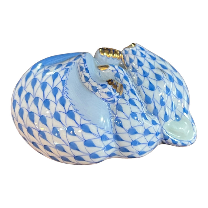 Herend Hungary - Blue Fishnet Sleeping Mouse