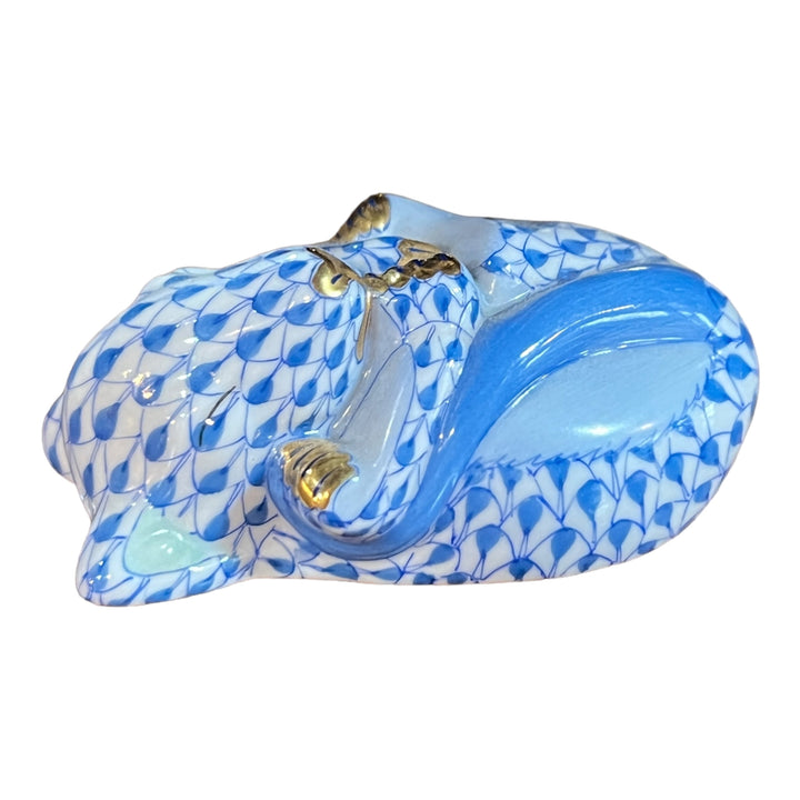 Herend Hungary - Blue Fishnet Sleeping Mouse