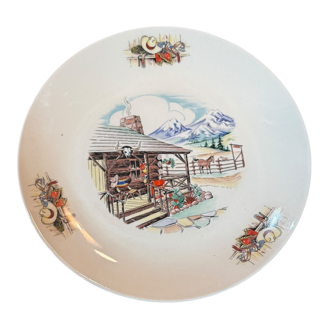 Homer Laughlin Rhythm Cowboy Western Ranch Dinner Plate