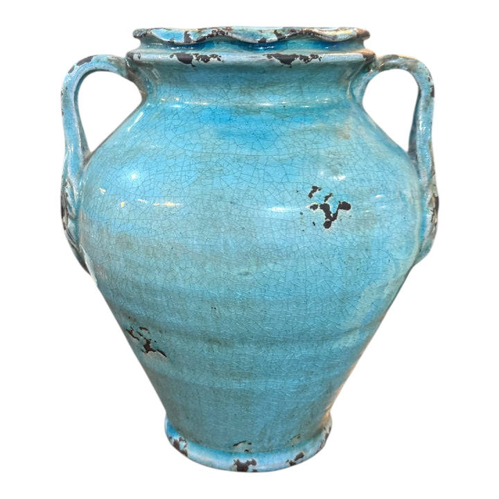 French Blue Ceramic Urns