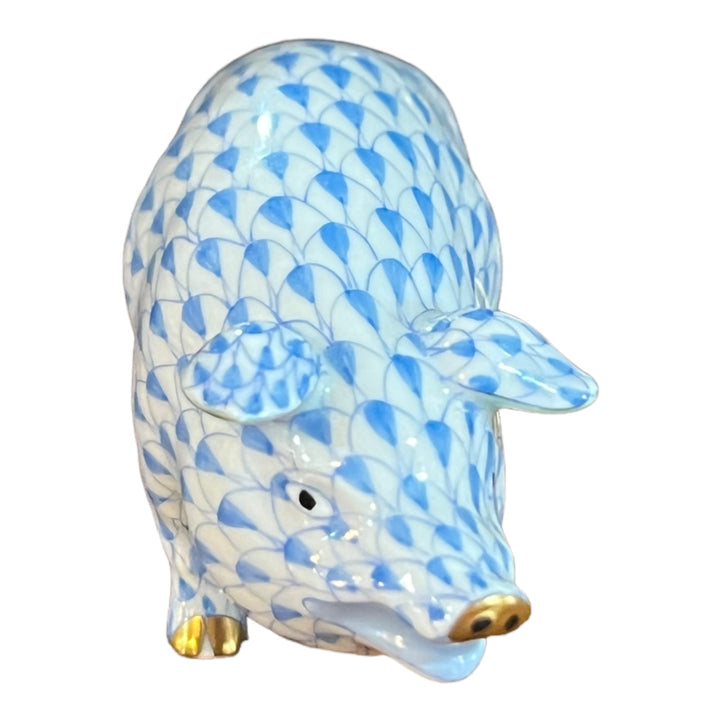 Herend Hungary - Blue Fishnet Pig