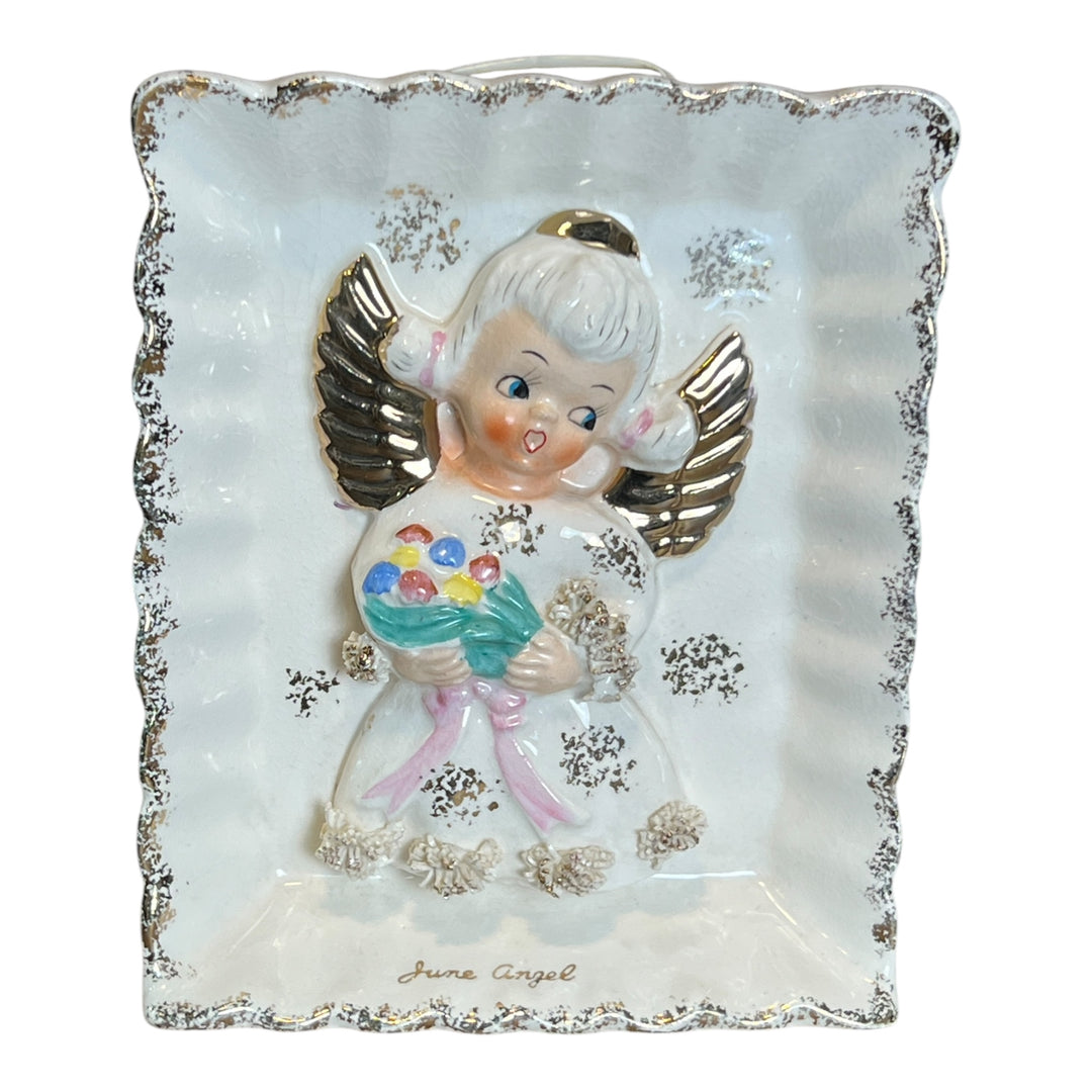 Vintage Angel Wall Plaque, 1960's Japan Ceramic June