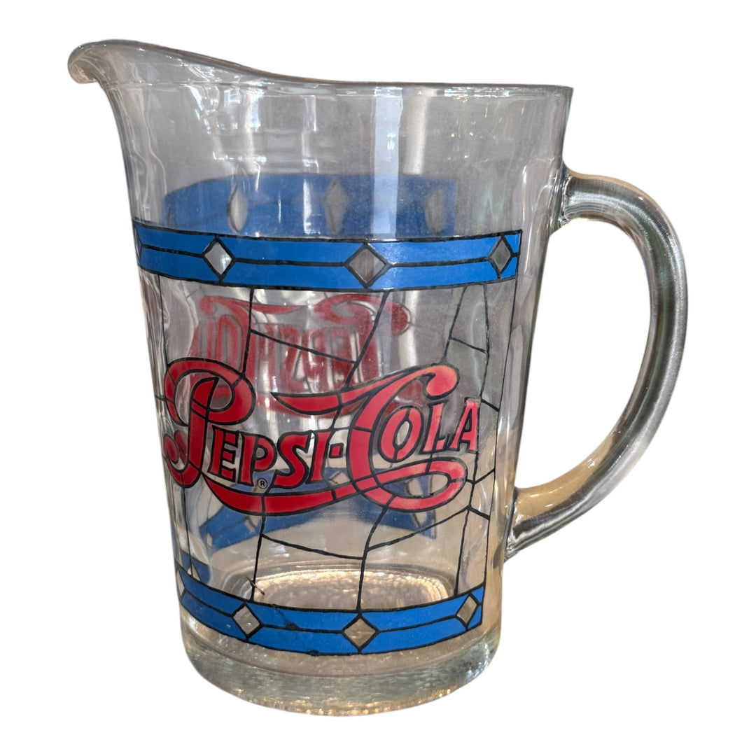 Vintage Pepsi Cola 64 ounce 1970s Pitcher Tiffany Style