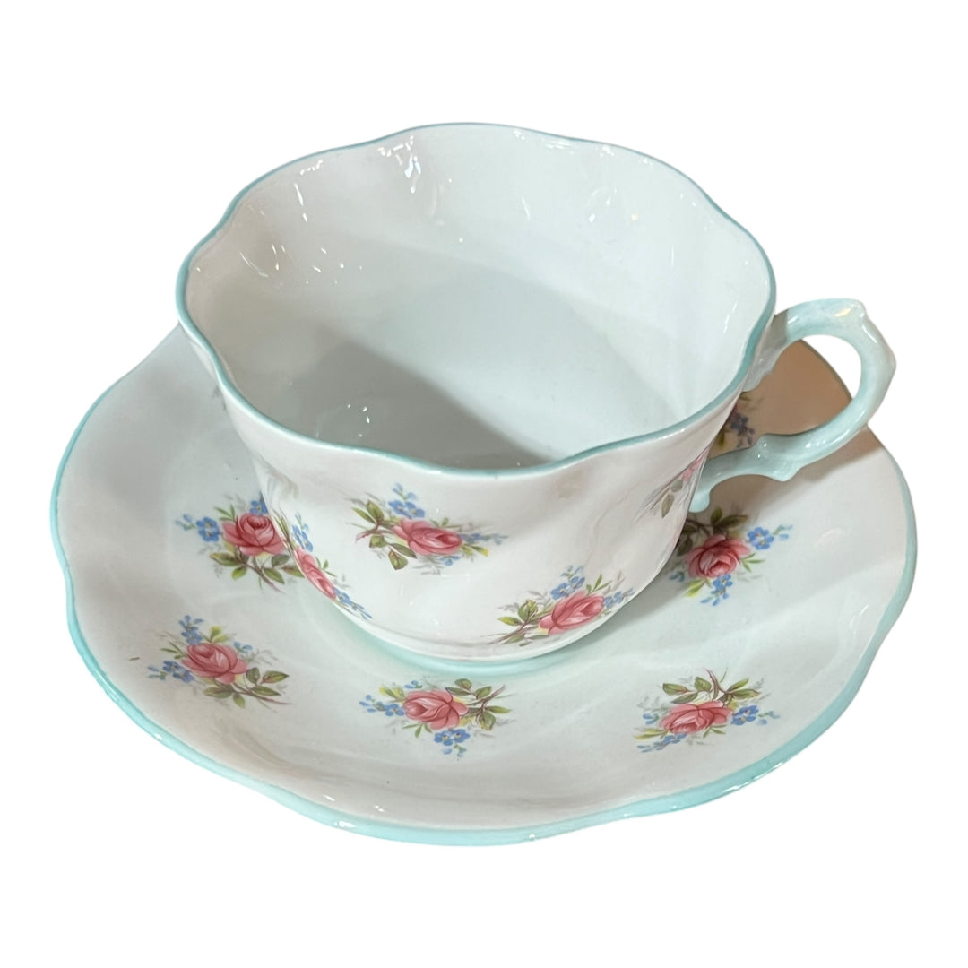 Shelley Fine Bone China Rosebud Tea Cup and + Saucer Set