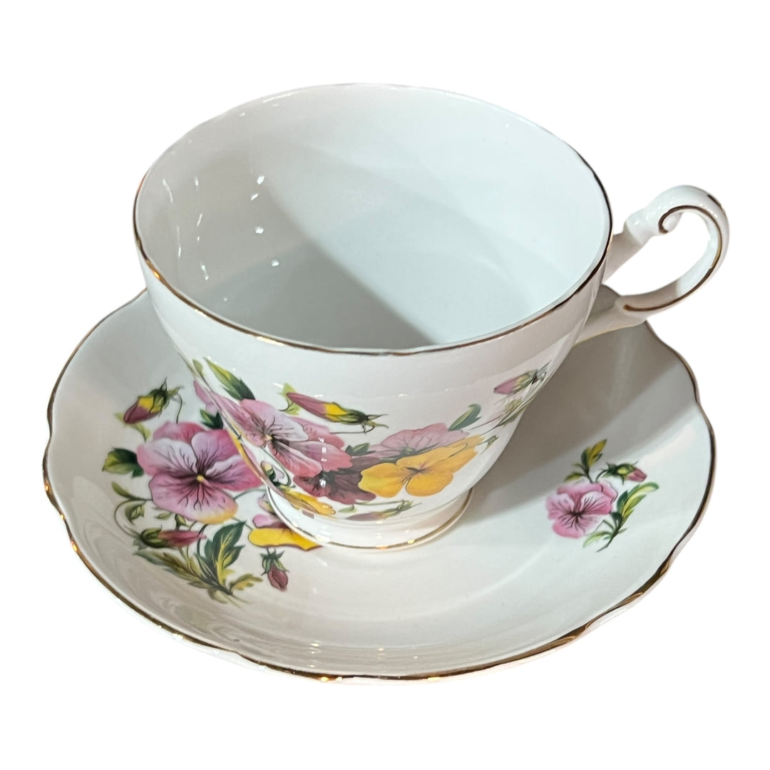 Regency Pansy Tea Cup and Saucer , Bone China Tea Cup