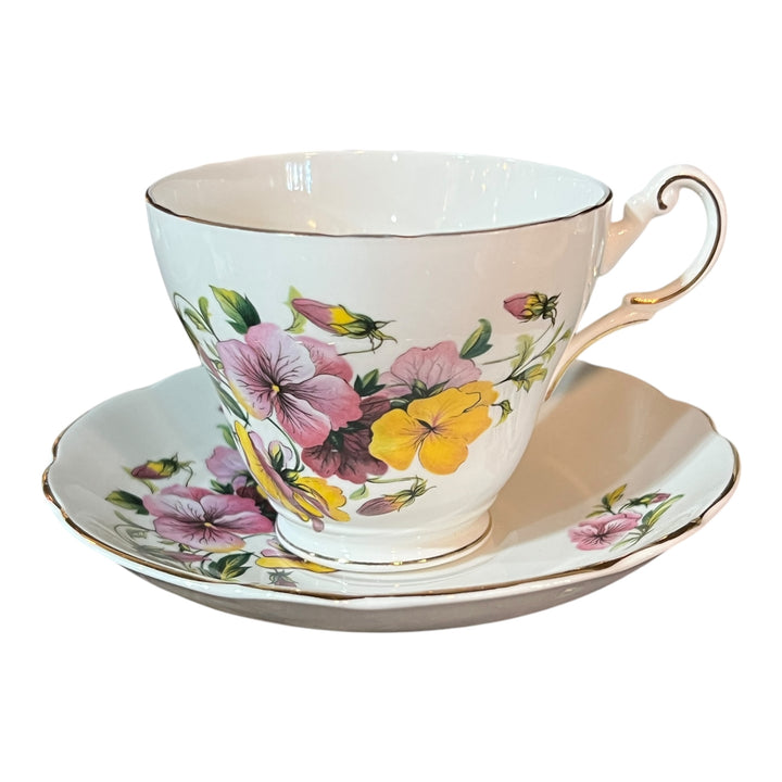 Regency Pansy Tea Cup and Saucer , Bone China Tea Cup