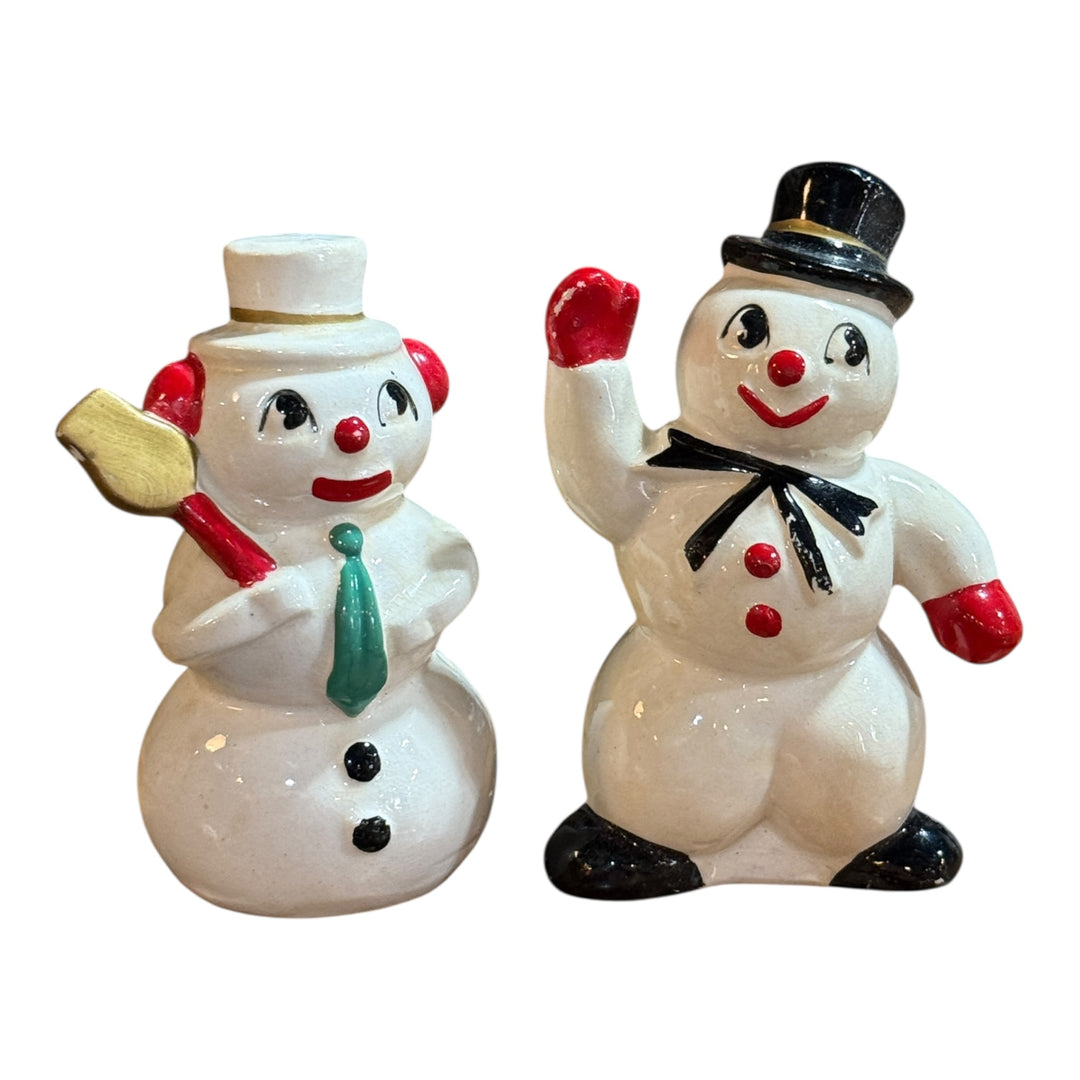 1940’s Vintage Snowman Couple Salt & Pepper Shaker Set