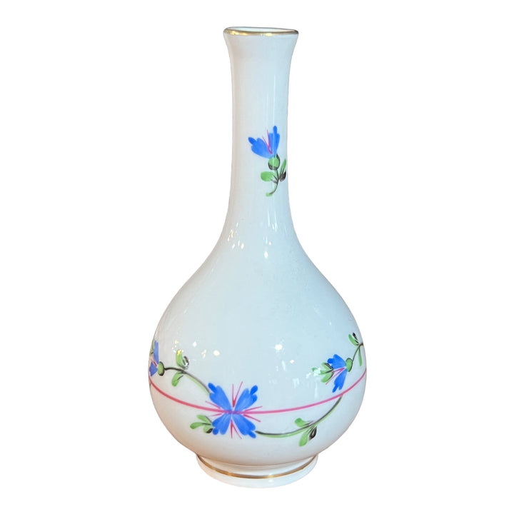 Herend Hungary - Blue Garland Hand Painted Vase 5"