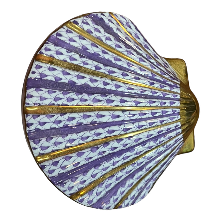 Herend Hungary - Fishnet Purple Scallop Shell Full Size