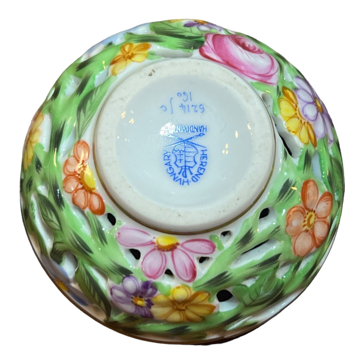 Herend Hungary - Reticulated Porcelain Lidded Dish