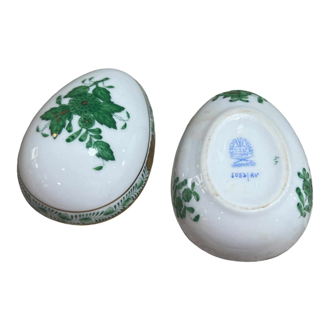 Herend Hungary - Chinese Bouquet Porcelain Egg Trinket Box As Is