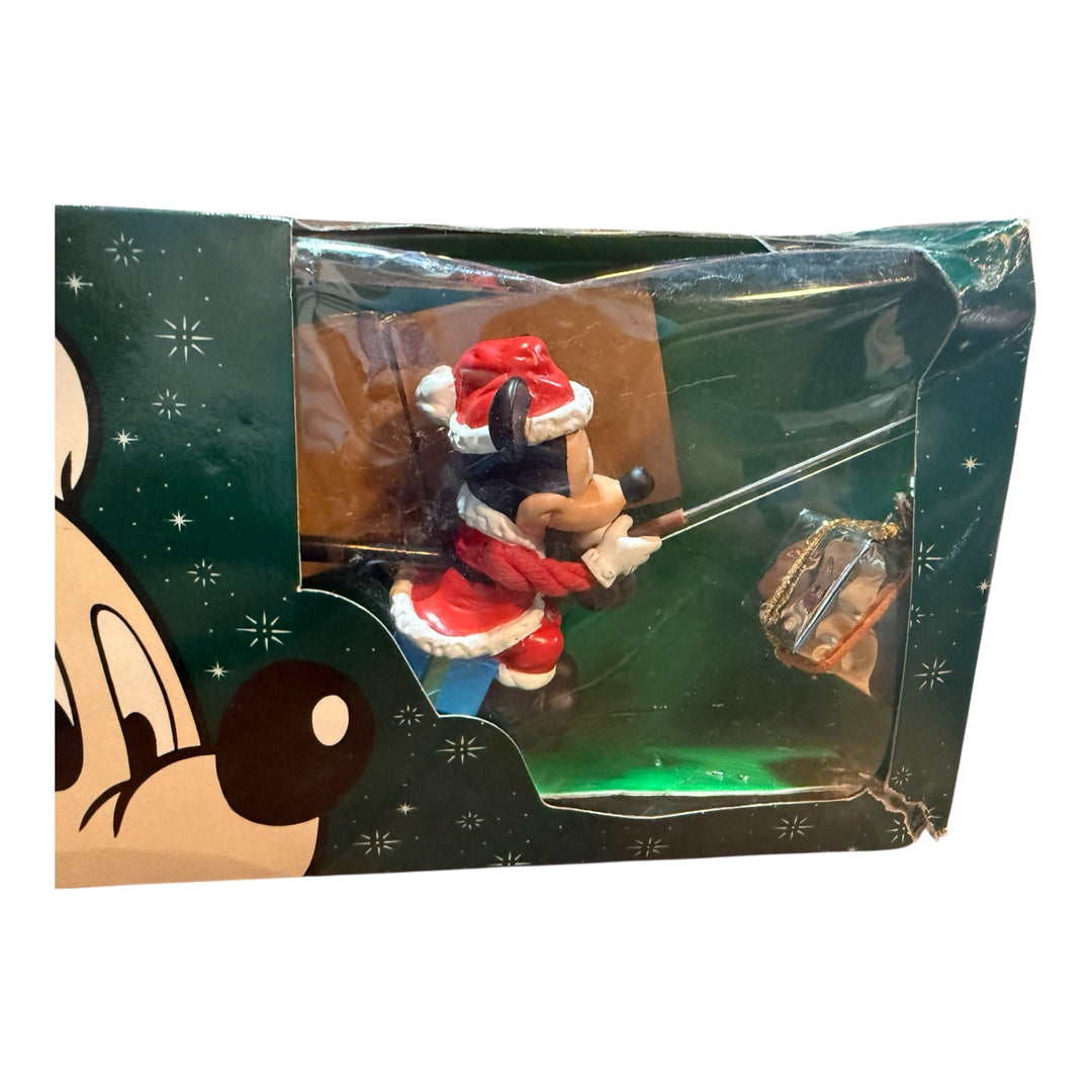 Disney Fishing Santa Mickey Mouse Figurine Animated Christmas in Box