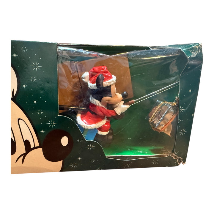 Disney Fishing Santa Mickey Mouse Figurine Animated Christmas in Box