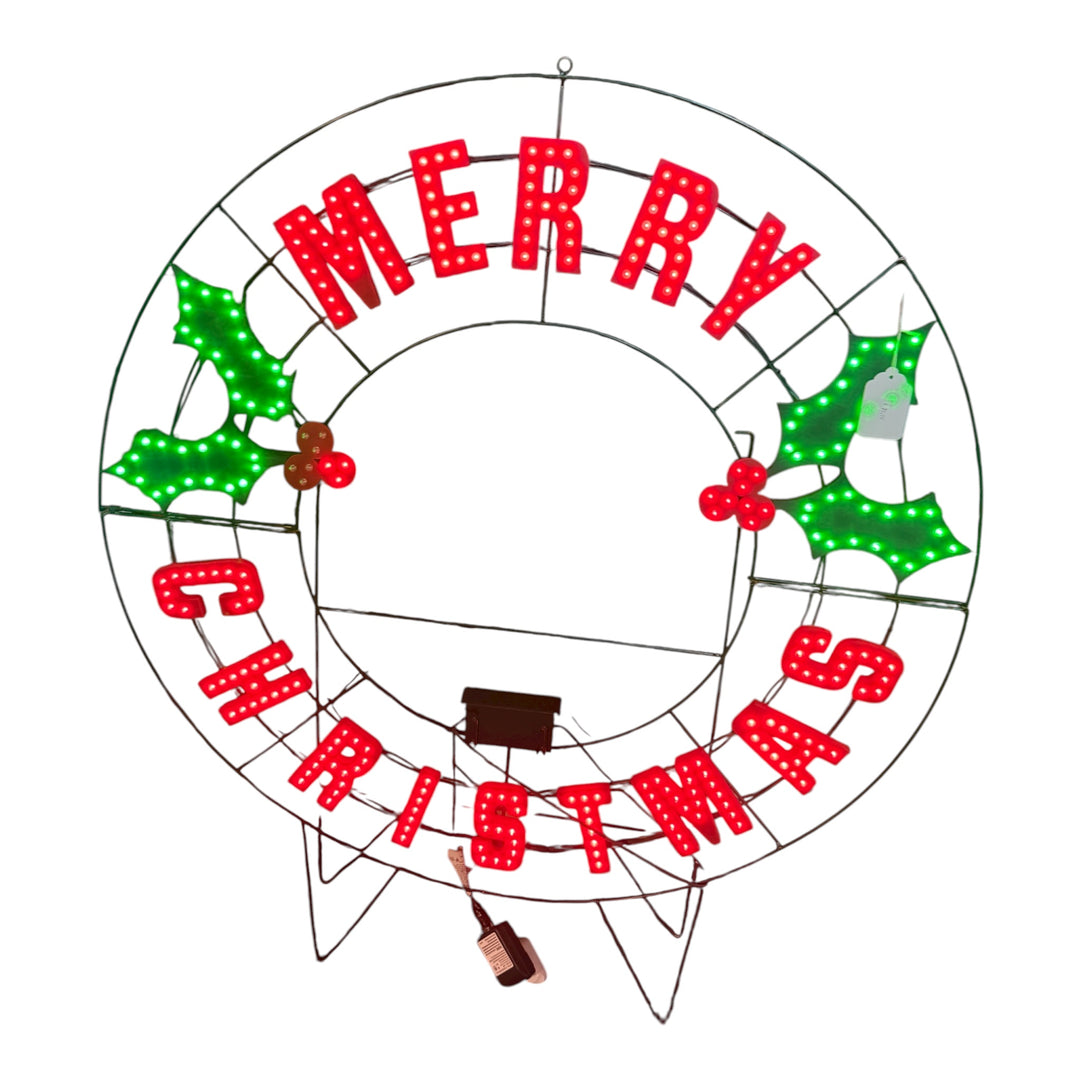 LED Holiday Merry Christmas Wreath