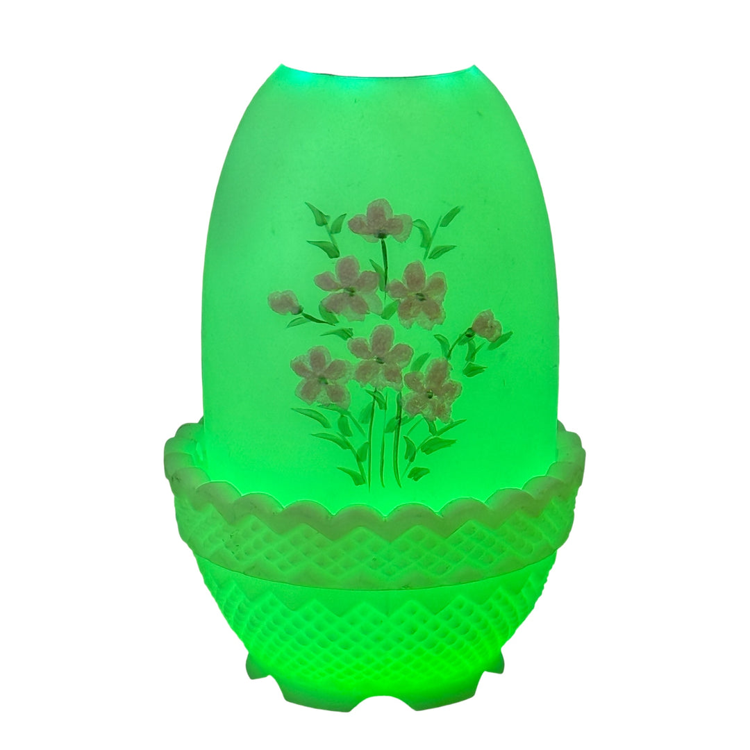 Vintage Fenton Custard Uranium Fairy Lamp