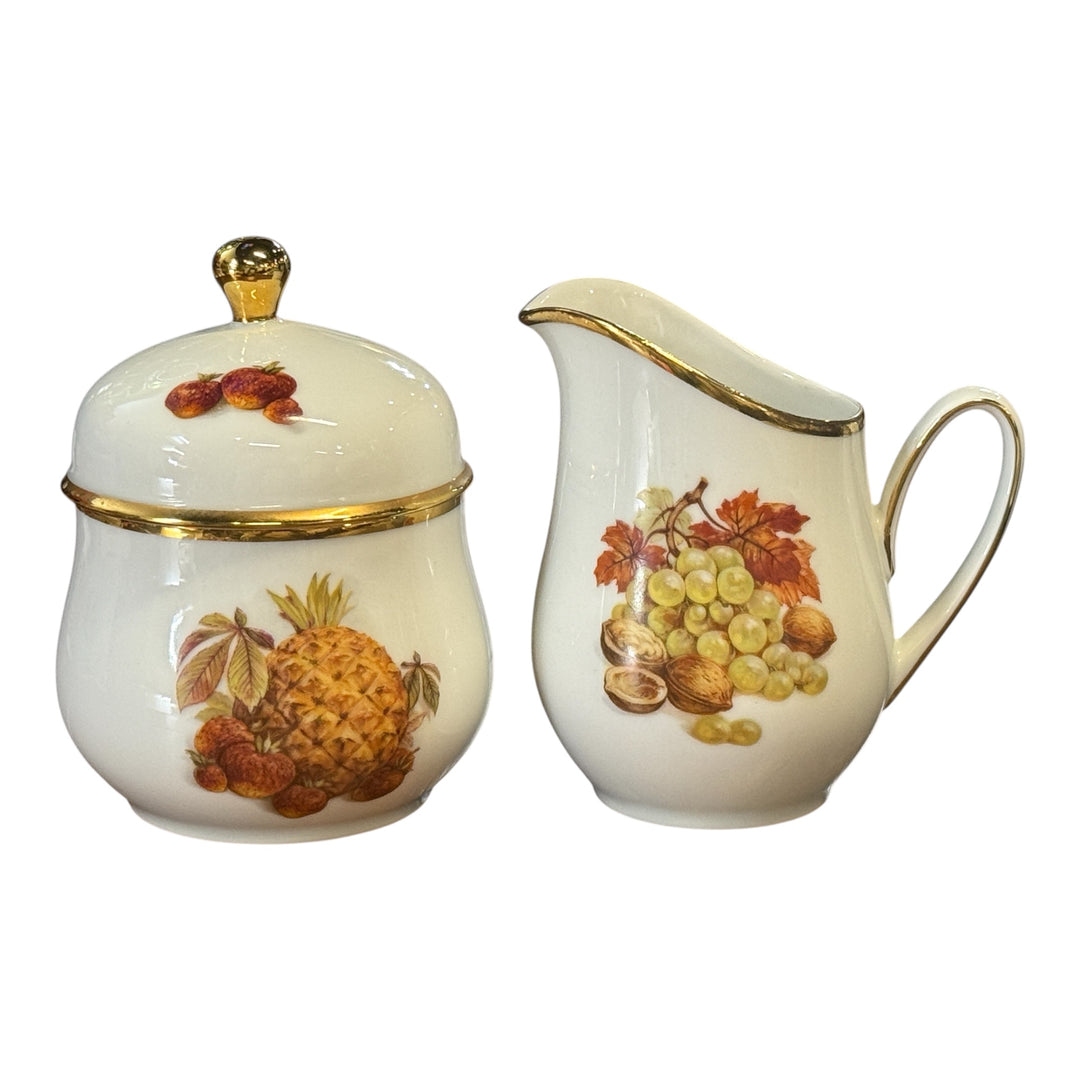 Hutschenreuther Hohenberg Creamer and Sugar Bowl Olivia 63 Germany, Pineapple Pattern