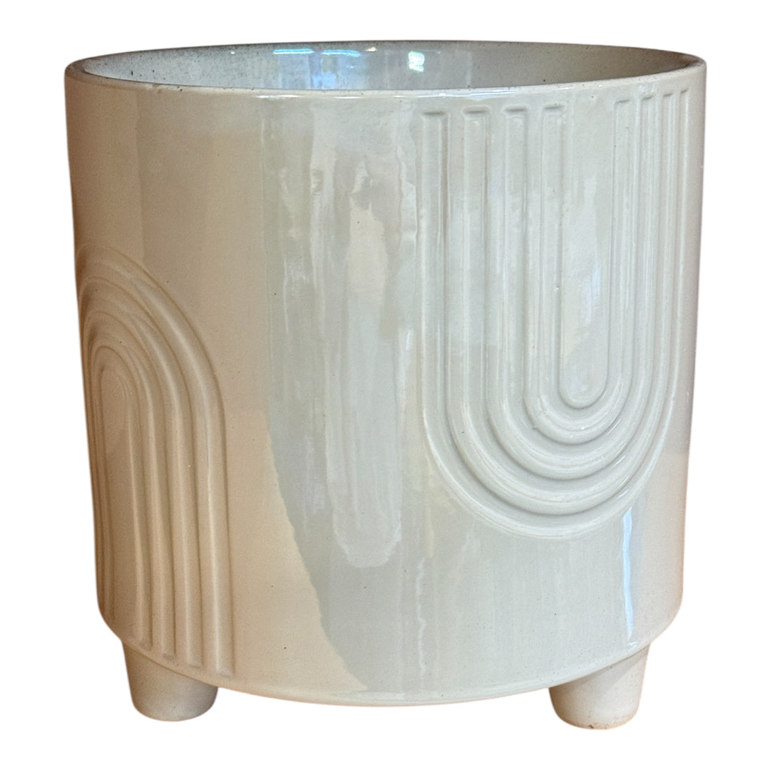Sagebrook Home Ceramic Iridescent Bravais Footed Planter