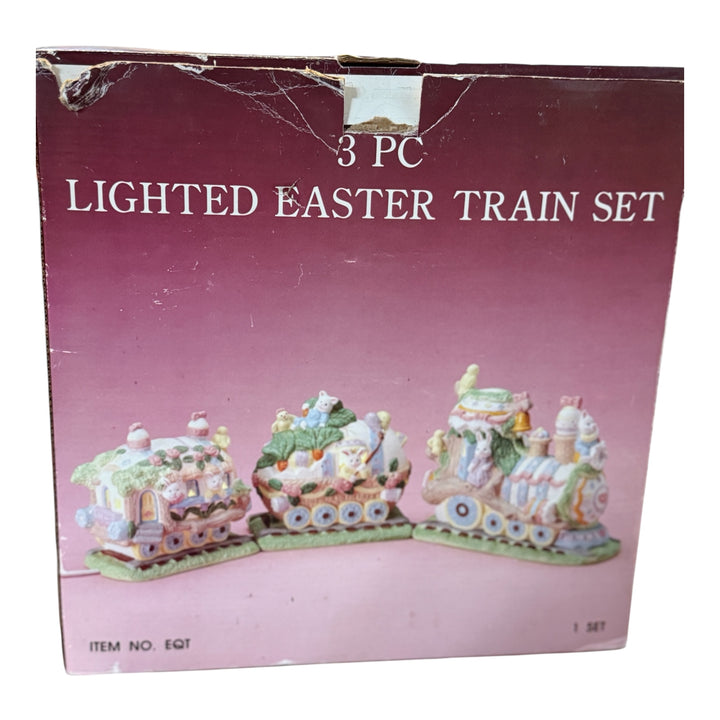 Lighted Easter Train 3 Piece Freestanding Centerpiece Pastel