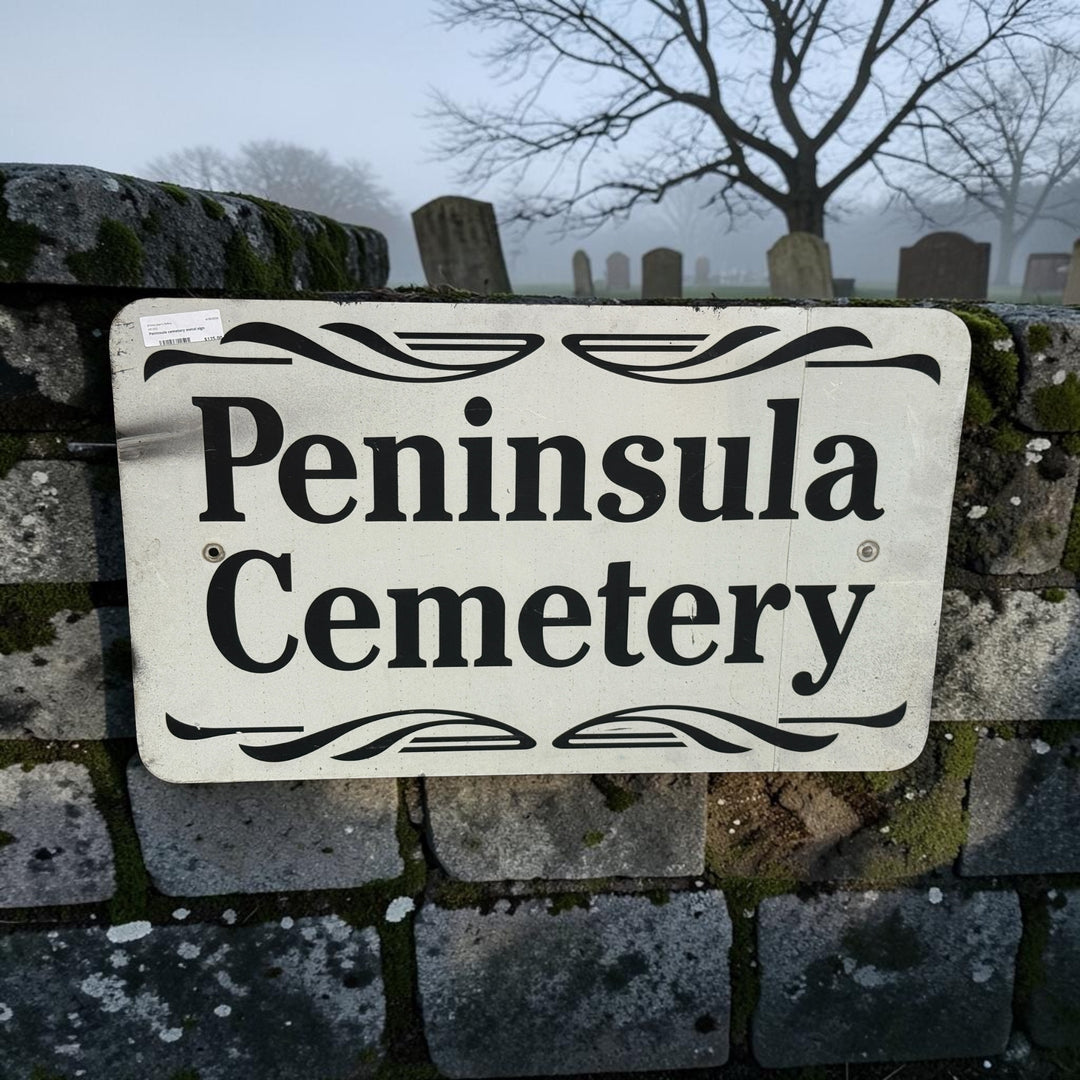 Vintage Metal Cemetery Sign - Peninsula Cemetery