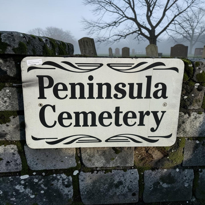 Vintage Metal Cemetery Sign - Peninsula Cemetery
