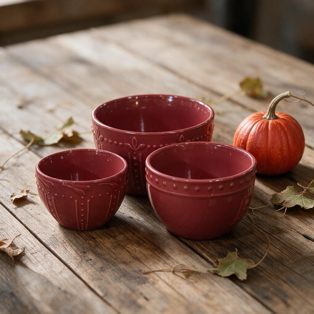 Signature Housewares Sorrento Derby Segura Red Set of 3 Nesting Bowls