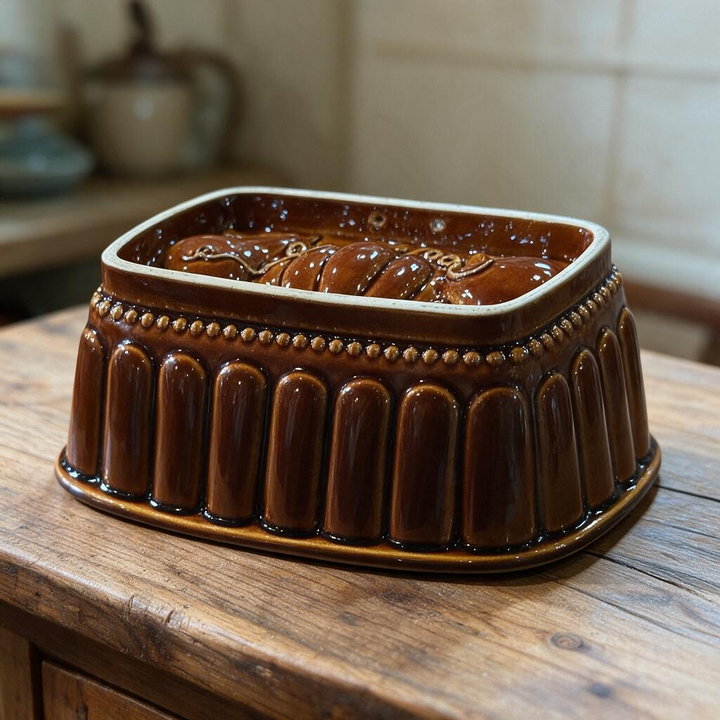 William Sonoma Autumn Harvest Glazed Brown Loaf / Jello Mold Ceramic Pan