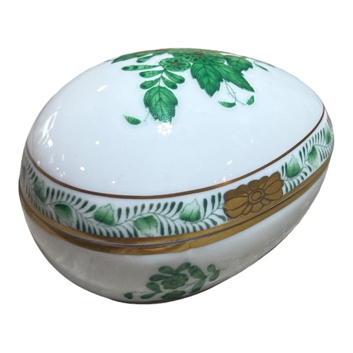 Herend Hungary - Chinese Bouquet Porcelain Egg Trinket Box As Is