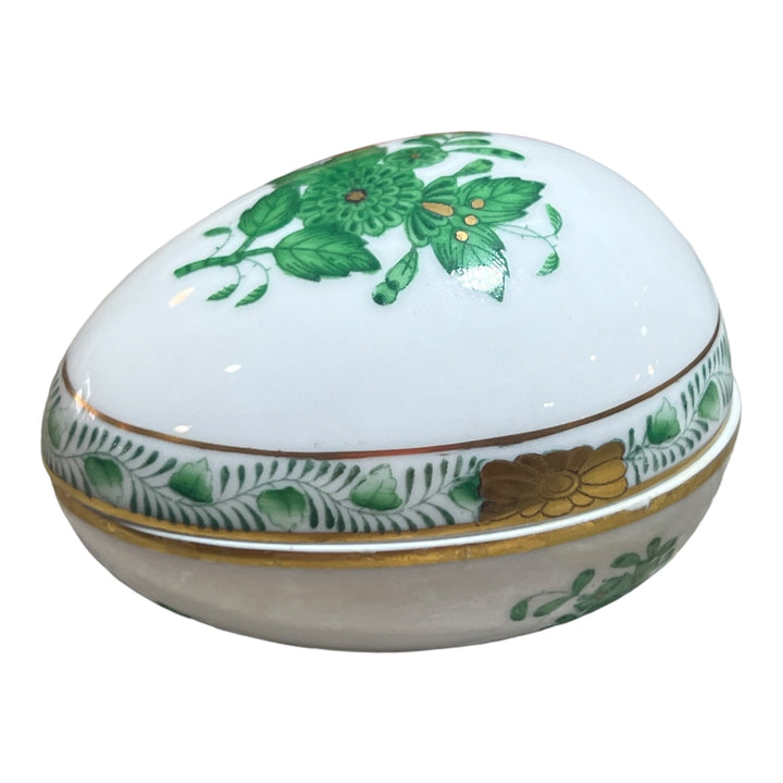 Herend Hungary - Chinese Bouquet Porcelain Egg Trinket Box As Is