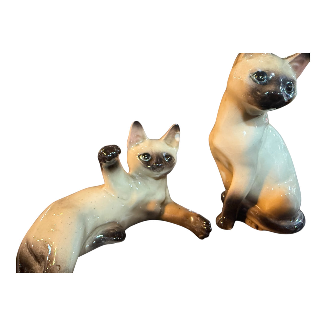 Vintage Ceramic Siamese Cat Figurines