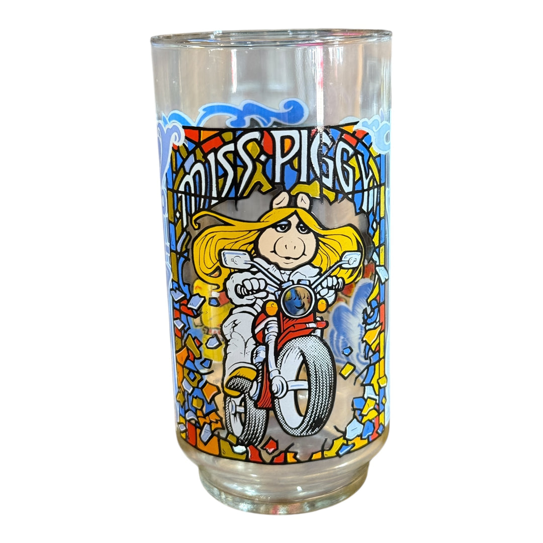 1981 McDonalds “The Great Muppet Caper” Glass Miss Piggy Motorcycle