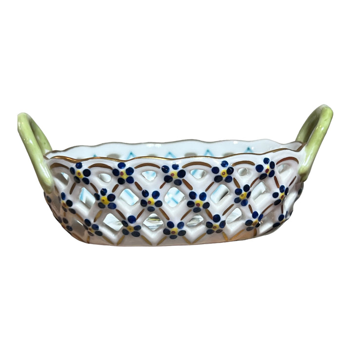 Herend Hungary - Open Weave Basket w/Birds