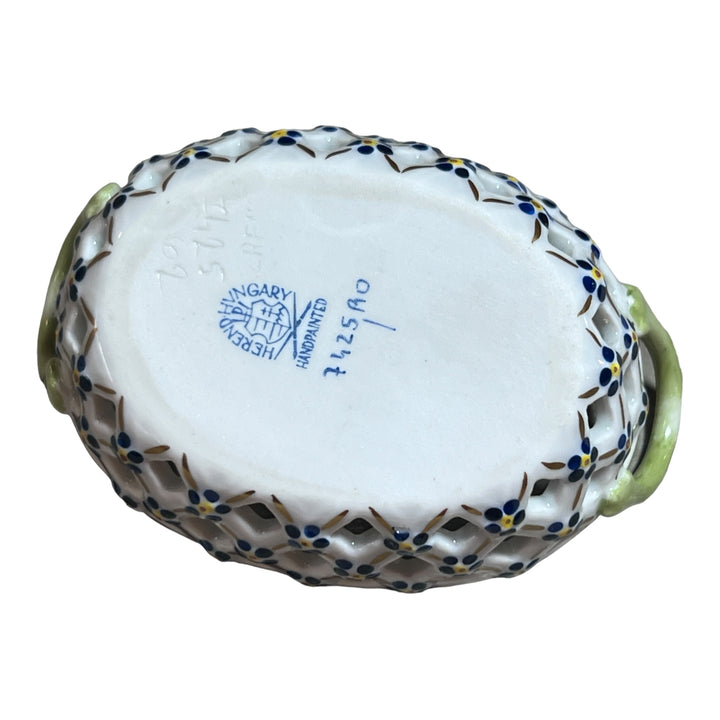 Herend Hungary - Open Weave Basket w/Birds