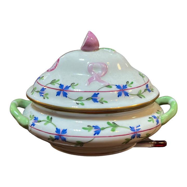 Herend Hungary - Blue Garland Mini Tureen with Pink Lemon