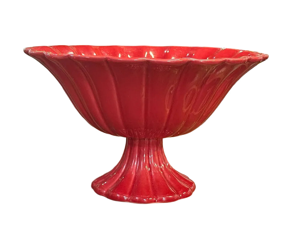 Vintage Red Pedestal Bowl