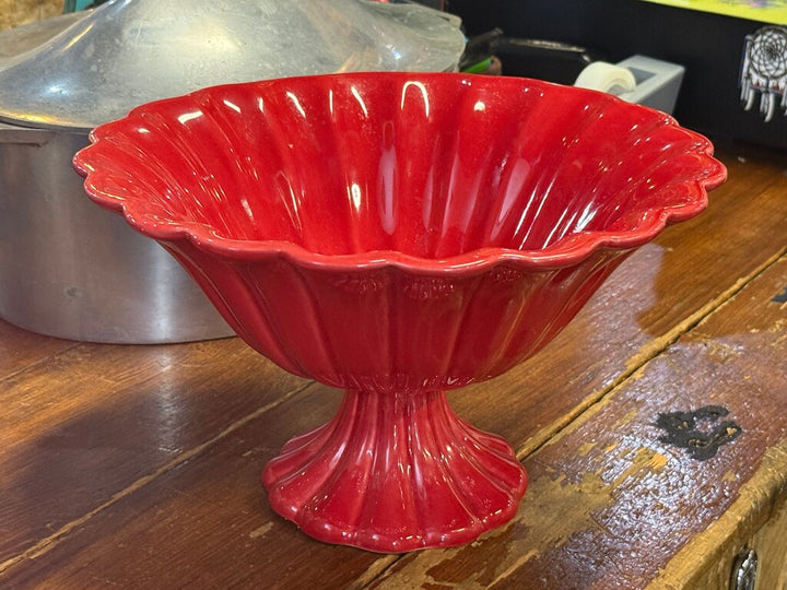 Vintage Red Pedestal Bowl