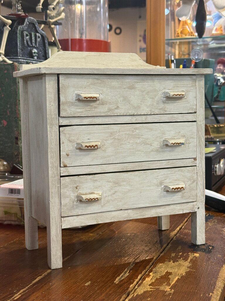 Vintage Miniature White Multi-Drawer Chest
