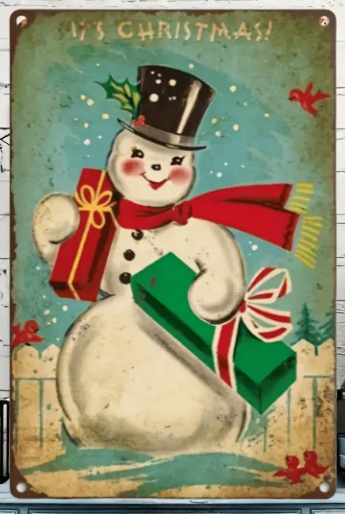Christmas Metal Sign - Snowman