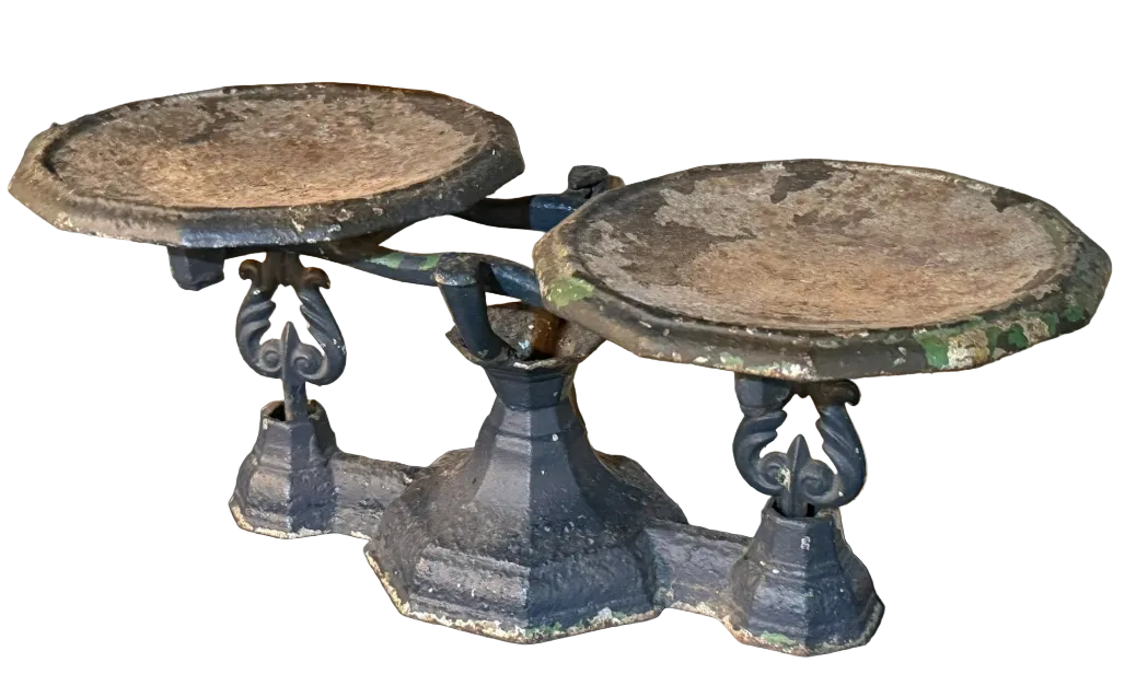 1930s Cast Iron Balance Scale With Double Bowls