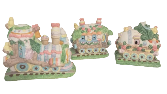 Lighted Easter Train 3 Piece Freestanding Centerpiece Pastel
