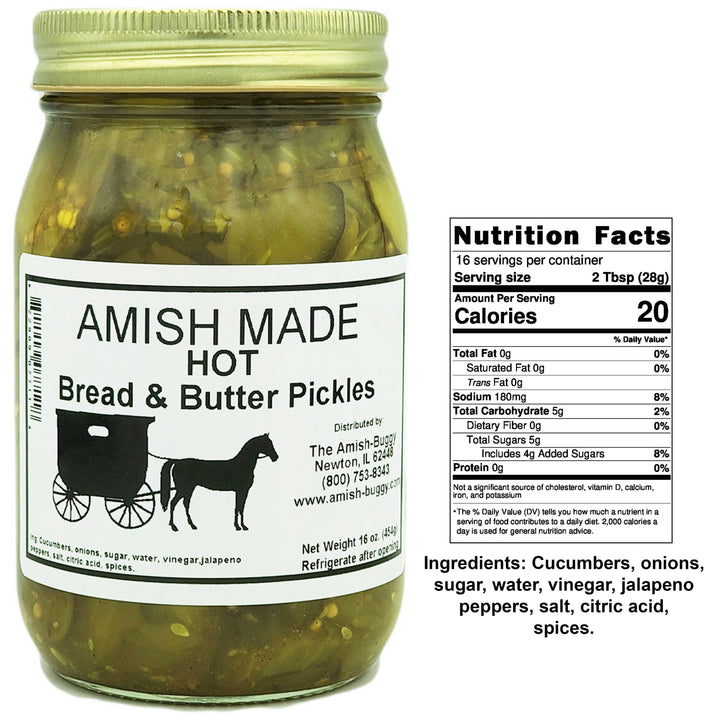 Amish Pickled Vegetables & Eggs 16 oz. Jar: Bread & Butter Pickles