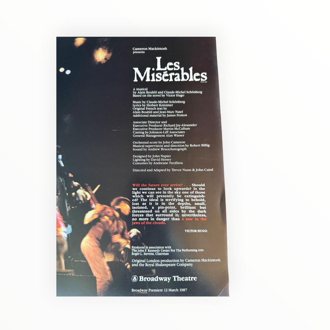 LES MISERABLES Souvenir Brochure &amp; Synopsis Program Booklet - 1986