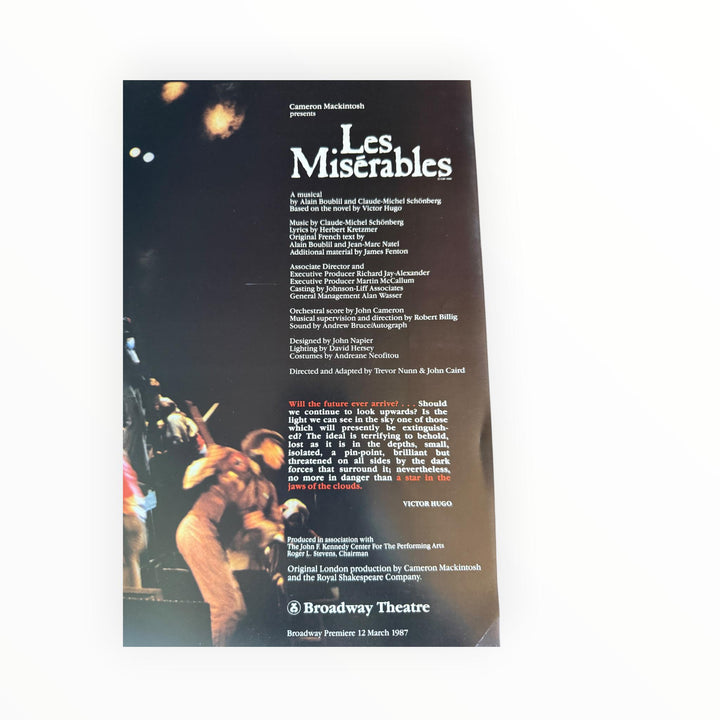 LES MISERABLES Souvenir Brochure &amp; Synopsis Program Booklet - 1986