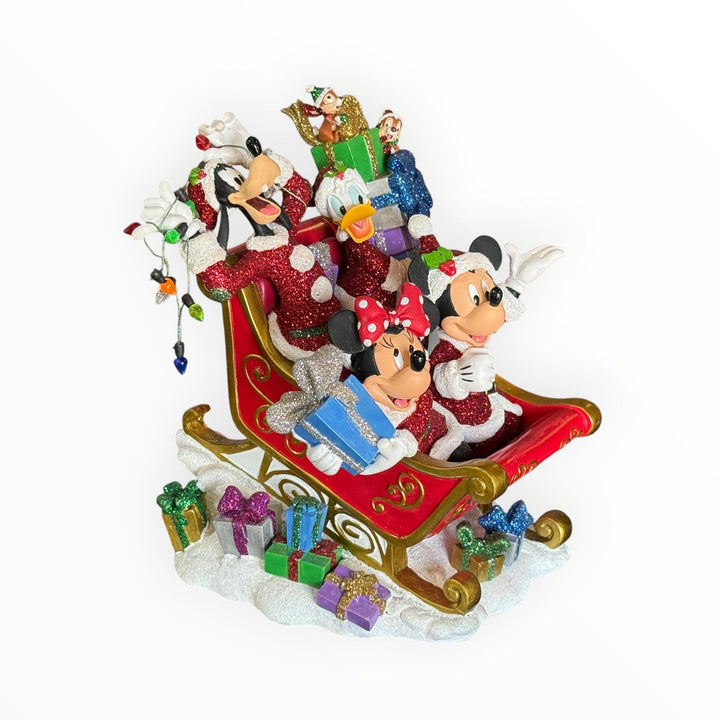 Disney Parks Santa Mickey and Friends Figurine Sleigh